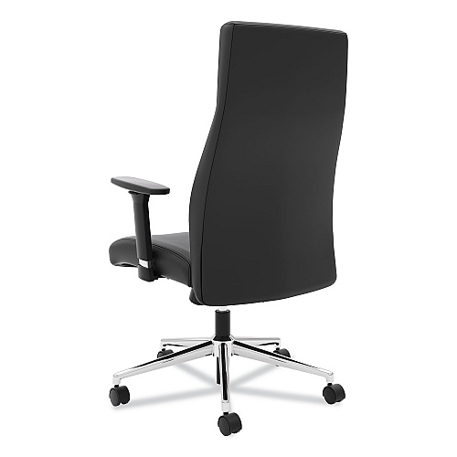 HON Define Executive High-Back Leather Chair, Supports 250 lb, 17" to 21" Seat Height, Black Seat/Back, Polished Chrome Base (VL108SB11)