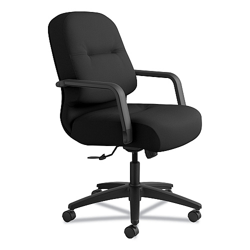 HON Pillow-Soft 2090 Series Managerial Mid-Back Swivel/Tilt Chair, Supports Up to 300 lb, 17" to 21" Seat Height, Black (2092CU10T)