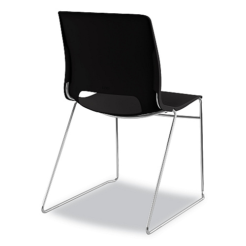 HON Motivate High-Density Stacking Chair, Supports Up to 300 lb, 17.75" Seat Height, Onyx Seat, Black Back, Chrome Base, 4/Carton (MS101ON)