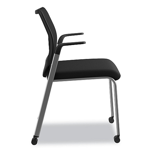 HON Nucleus Series Multipurpose Stacking Chair with ilira-Stretch M4 Back, Supports Up to 300 lb, Black Seat/Back, Platinum Base (N606HCU10T1)