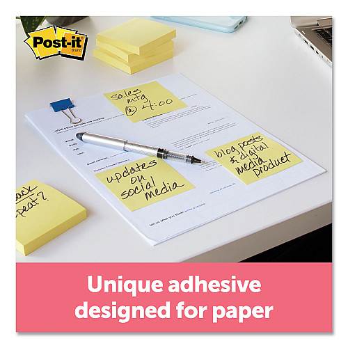 Post-it Original Pads in Canary Yellow, 3" x 3", 100 Sheets/Pad, 12 Pads/Pack (654YW)