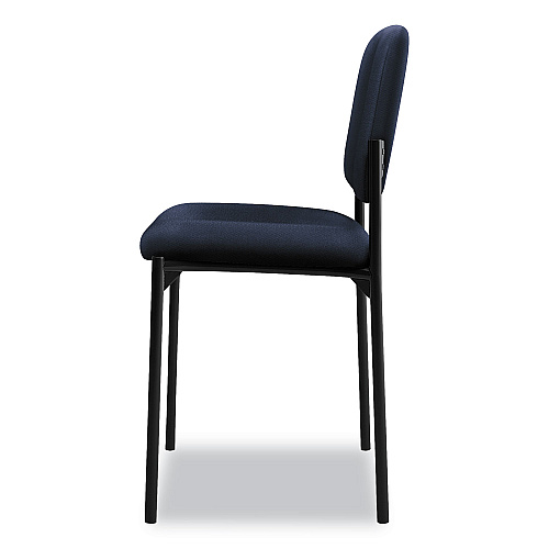HON VL606 Stacking Guest Chair without Arms, Fabric Upholstery, 21.25" x 21" x 32.75", Navy Seat, Navy Back, Black Base (VL606VA90)