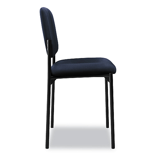 HON VL606 Stacking Guest Chair without Arms, Fabric Upholstery, 21.25" x 21" x 32.75", Navy Seat, Navy Back, Black Base (VL606VA90)