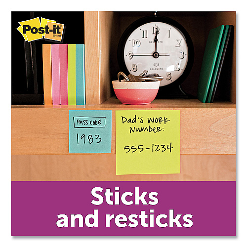 Post-it Pads in Supernova Neon Collection Colors, 2" x 2", 90 Sheets/Pad, 8 Pads/Pack (6228SSMIA)