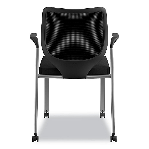 HON Nucleus Series Multipurpose Stacking Chair with ilira-Stretch M4 Back, Supports Up to 300 lb, Black Seat/Back, Platinum Base (N606HCU10T1)