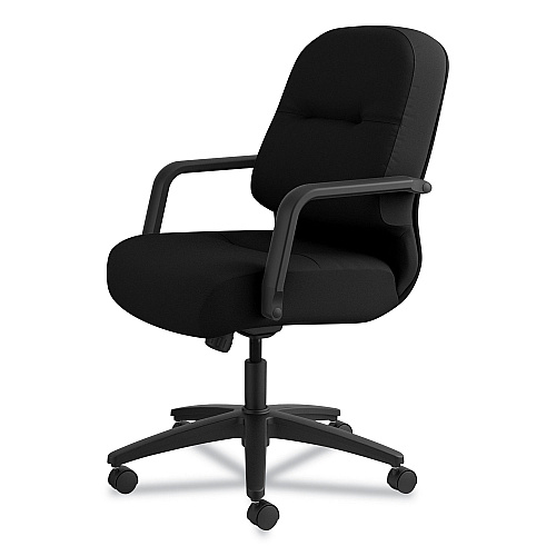 HON Pillow-Soft 2090 Series Managerial Mid-Back Swivel/Tilt Chair, Supports Up to 300 lb, 17" to 21" Seat Height, Black (2092CU10T)