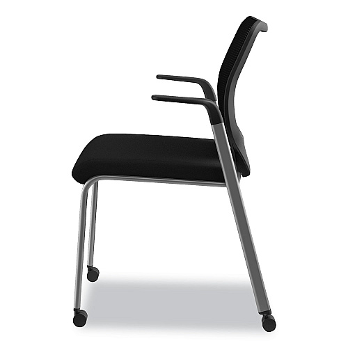 HON Nucleus Series Multipurpose Stacking Chair with ilira-Stretch M4 Back, Supports Up to 300 lb, Black Seat/Back, Platinum Base (N606HCU10T1)