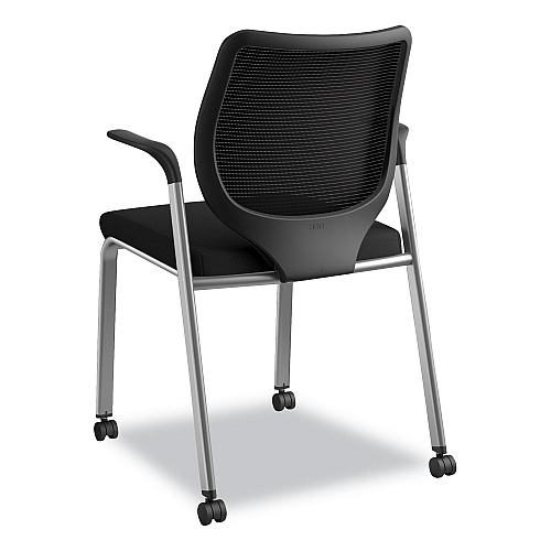 HON Nucleus Series Multipurpose Stacking Chair with ilira-Stretch M4 Back, Supports Up to 300 lb, Black Seat/Back, Platinum Base (N606HCU10T1)