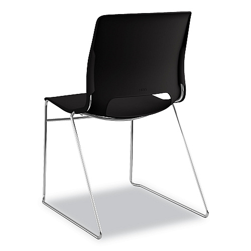 HON Motivate High-Density Stacking Chair, Supports Up to 300 lb, 17.75" Seat Height, Onyx Seat, Black Back, Chrome Base, 4/Carton (MS101ON)