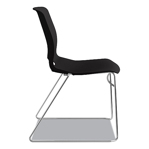 HON Motivate High-Density Stacking Chair, Supports Up to 300 lb, 17.75" Seat Height, Onyx Seat, Black Back, Chrome Base, 4/Carton (MS101ON)