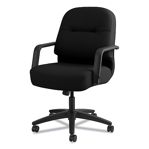 HON Pillow-Soft 2090 Series Managerial Mid-Back Swivel/Tilt Chair, Supports Up to 300 lb, 17" to 21" Seat Height, Black (2092CU10T)