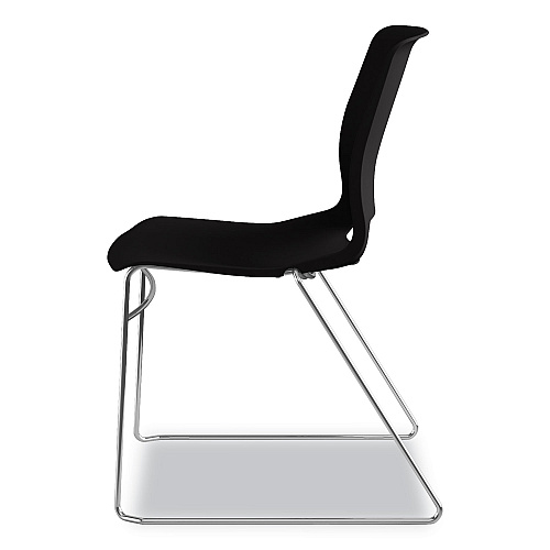 HON Motivate High-Density Stacking Chair, Supports Up to 300 lb, 17.75" Seat Height, Onyx Seat, Black Back, Chrome Base, 4/Carton (MS101ON)