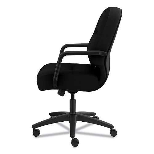 HON Pillow-Soft 2090 Series Managerial Mid-Back Swivel/Tilt Chair, Supports Up to 300 lb, 17" to 21" Seat Height, Black (2092CU10T)