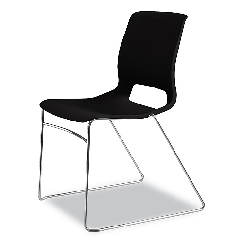 HON Motivate High-Density Stacking Chair, Supports Up to 300 lb, 17.75" Seat Height, Onyx Seat, Black Back, Chrome Base, 4/Carton (MS101ON)