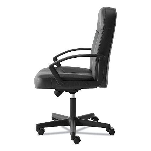 HON HVL601 Series Executive High-Back Leather Chair, Supports Up to 250 lb, 17.44" to 20.94" Seat Height, Black (VL601SB11)