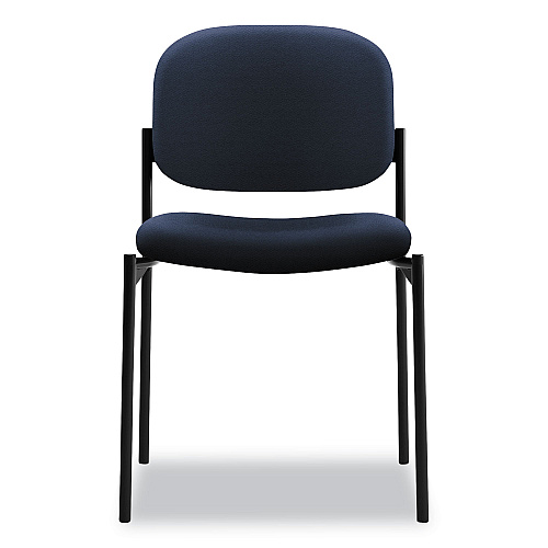 HON VL606 Stacking Guest Chair without Arms, Fabric Upholstery, 21.25" x 21" x 32.75", Navy Seat, Navy Back, Black Base (VL606VA90)