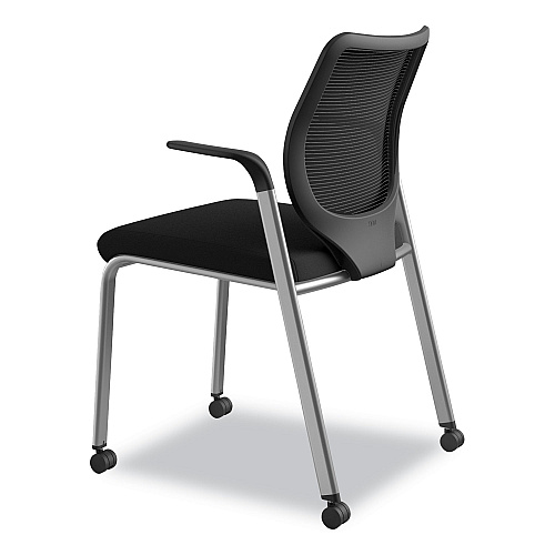 HON Nucleus Series Multipurpose Stacking Chair with ilira-Stretch M4 Back, Supports Up to 300 lb, Black Seat/Back, Platinum Base (N606HCU10T1)
