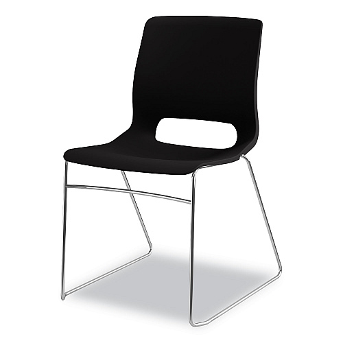 HON Motivate High-Density Stacking Chair, Supports Up to 300 lb, 17.75" Seat Height, Onyx Seat, Black Back, Chrome Base, 4/Carton (MS101ON)