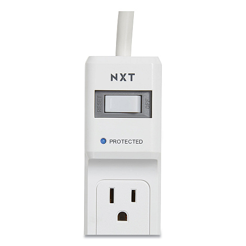 NXT Technologies Surge Protector, 6 AC Outlets, 2.5 ft Cord, 500 J, White, 2/Pack (24324332)