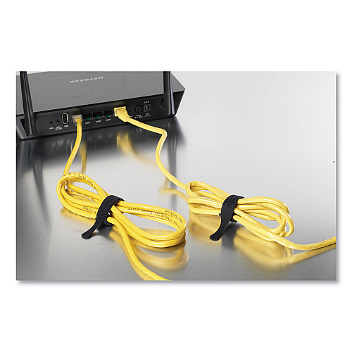 Velcro ONE-WRAP Pre-Cut Thin Ties, 0.25" x 8", Black, 25/Pack (91141)