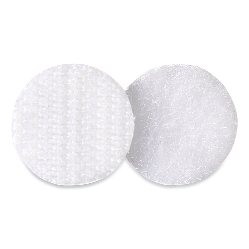 Velcro Sticky-Back Fasteners, Removable Adhesive, 0.63" dia, White, 15/Pack (90070)