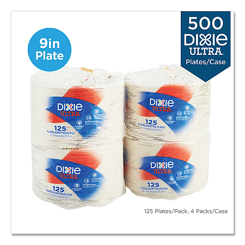Dixie Pathways Soak Proof Shield Heavyweight Paper Plates, WiseSize, 8.5" dia, Green/Burgundy, 500/Carton (SXP9PATH)