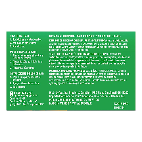 Gain Powder Laundry Detergent, Original Scent, 1.8 oz Box, 156 Boxes/Carton (49338)