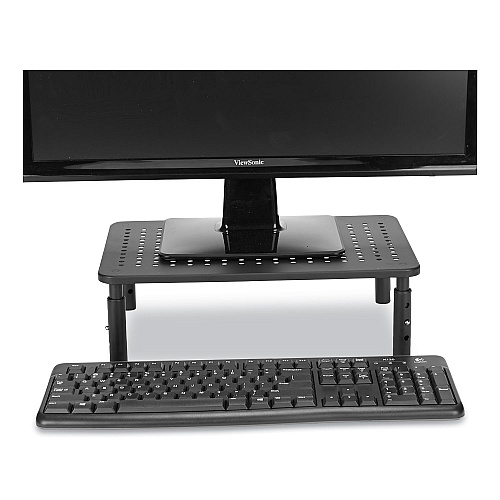 Mind Reader Adjustable Rectangular Monitor Stand, 14" x 9" x 3.25" to 5.25", Black, Supports 44 lbs (4LEGMETBLK)