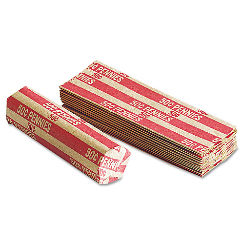 PAP-R Products Flat Coin Wrappers, Pennies, $.50, 1000 Wrappers/Box (30001)