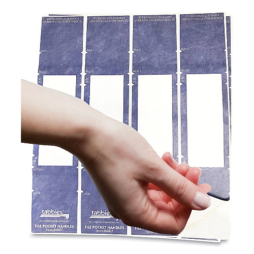 Tabbies File Pocket Handles, 9.63 x 2, Dark Blue/White, 4/Sheet, 12 Sheets/Pack (68807)
