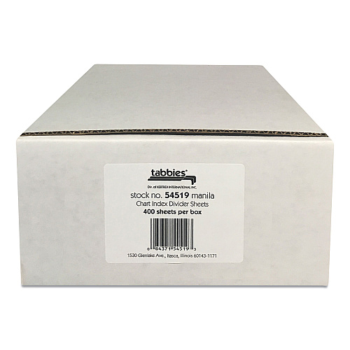 Tabbies Medical Chart Index Divider Sheets, Untabbed, 11 x 8.5, Manila, 400/Box (54519)