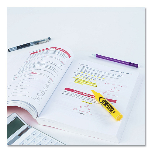 Avery HI-LITER Desk-Style Highlighters, Yellow Ink, Chisel Tip, Yellow/Black Barrel, Dozen (07742)