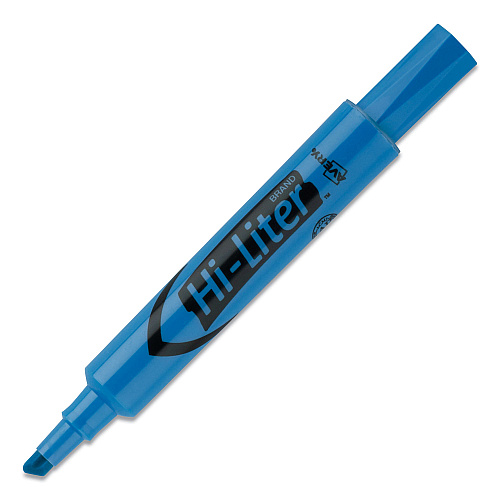 Avery HI-LITER Desk-Style Highlighters, Fluorescent Blue Ink, Chisel Tip, Blue/Black Barrel, Dozen (24016)