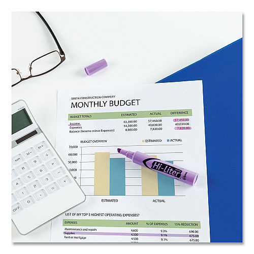 Avery HI-LITER Desk-Style Highlighters, Fluorescent Purple Ink, Chisel Tip, Purple/Black Barrel, Dozen (24060)