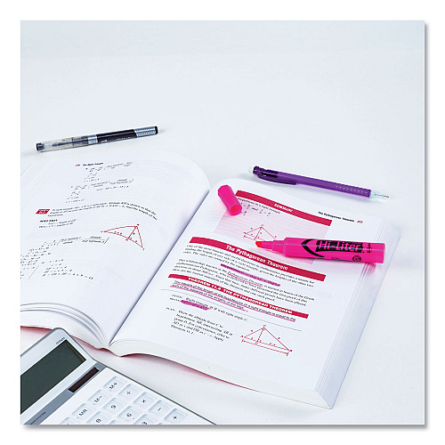 Avery HI-LITER Desk-Style Highlighters, Fluorescent Pink Ink, Chisel Tip, Pink/Black Barrel, Dozen (24010)