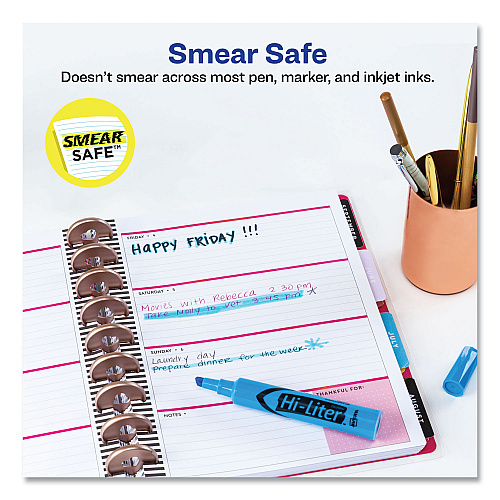 Avery HI-LITER Desk-Style Highlighters, Light Blue Ink, Chisel Tip, Light Blue/Black Barrel, Dozen (07746)