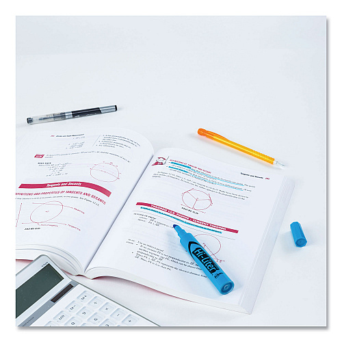Avery HI-LITER Desk-Style Highlighters, Fluorescent Blue Ink, Chisel Tip, Blue/Black Barrel, Dozen (24016)