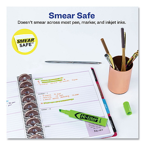 Avery HI-LITER Desk-Style Highlighters, Fluorescent Green Ink, Chisel Tip, Green/Black Barrel, Dozen (24020)