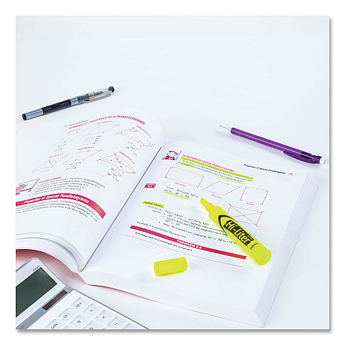 Avery HI-LITER Desk-Style Highlighters, Fluorescent Yellow Ink, Chisel Tip, Yellow/Black Barrel, Dozen (24000)