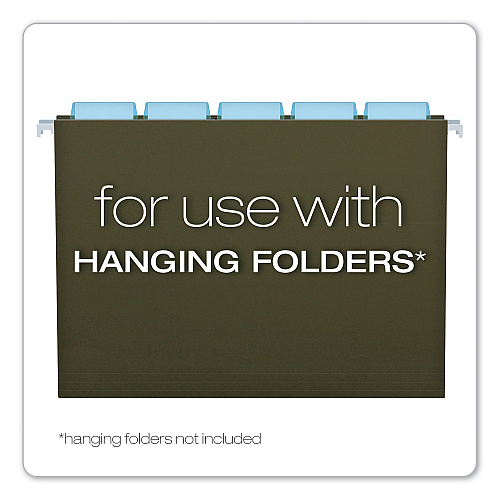 Pendaflex Transparent Colored Tabs For Hanging File Folders, 1/5-Cut, Blue, 2" Wide, 25/Pack (42BLU)