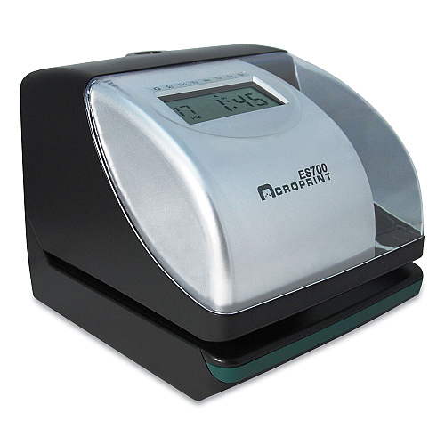 Acroprint ES700 Atomic Electronic Time Recorder and Document Stamp, Digital Display, Black/Silver (010182000)