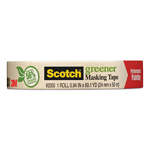 Scotch Greener Masking Tape 2050, 3" Core, 0.94" x 60 yds, Beige (205024A)