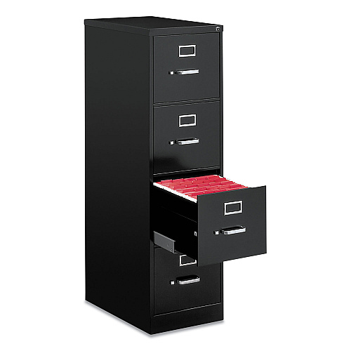Alera Economy Vertical File, 4 Letter-Size File Drawers, Black, 15" x 25" x 52" (ALEHVF1552BL)
