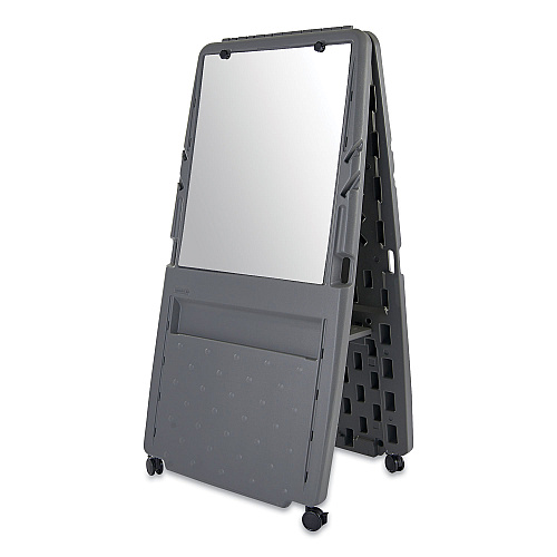 Iceberg Ingenuity Presentation Flipchart Easel with Dry Erase Surface, 33 x 28, 73" Tall Easel, Charcoal Polyethylene Frame (30237)