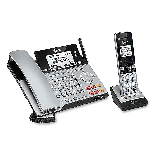 AT&T Connect to Cell TL86103 Two-Line Corded/Cordless Phone, Corded Base Station and 1 Additional Handset, Black/Silver