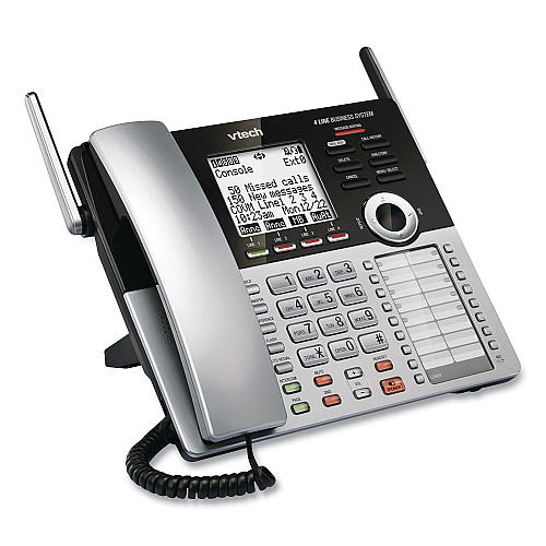 Vtech CM18445 Four-Line Business System Cordless Phone, Silver/Black