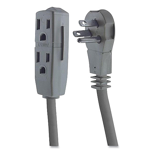 GE Power Strip, 3 Outlets, 8 ft Cord, Gray (5055243027)