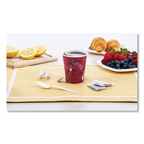 SOLO Paper Hot Drink Cups in Bistro Design, 10 oz, Maroon, 1,000/Carton (370SI)