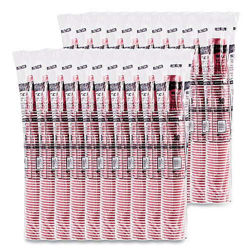 SOLO Paper Hot Drink Cups in Bistro Design, 16 oz, Maroon, 1,000/Carton (316SI)