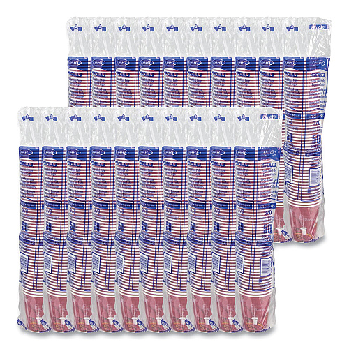 SOLO Paper Hot Drink Cups in Bistro Design, 10 oz, Maroon, 1,000/Carton (370SI)